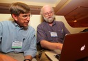 Kelly Beatty (Sky & Telescope) with Glenn Orton (JPL).