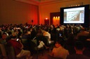 A roomful of astronomers watch live streaming NASA TV.  The image seen is taken
from the LCROSS shepherding spacecraft, and we are watching LRO's Centaur upper
stage, too small to be seen, as it is rapidly heading toward the lunar surface.